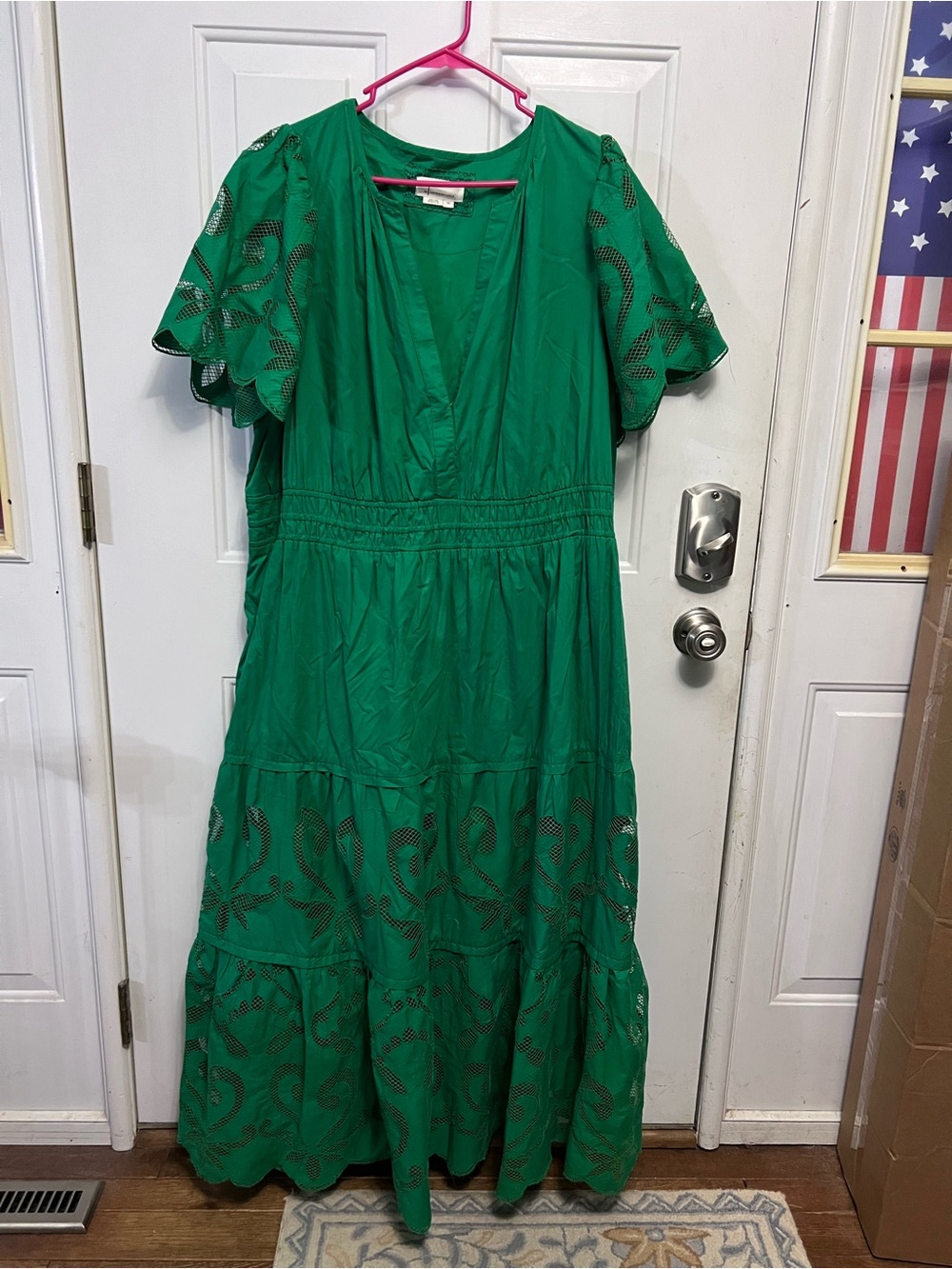 Anthropologie Somerset Maxi Dress Cutwork Edition Kelly Green 3X Plus Size